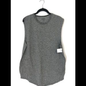 NWT: Mens Marled Charcoal Raw Edge Muscle Tank